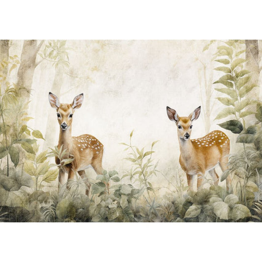 Fototapete-VLIES-BAMBI-FREUNDE-(C15028)-Tapete-Nach-Maß-Weißwedelhirsch Tier XXL