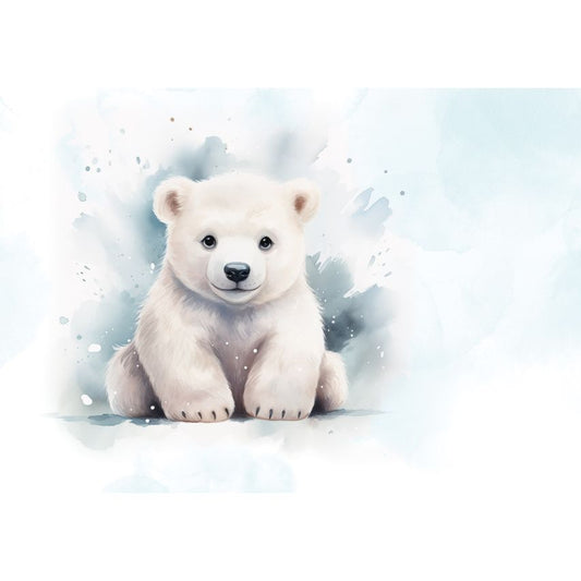 Fototapete-VLIES-EISBÄR BABY-(C15217)-Tapete-Nach-Mass-Vliestapete-Kind Süße Tiere Spielzimmer XXL