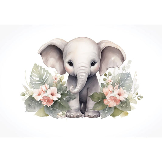 Fototapete-VLIES-ELEFANT BABY-(C15219)-Tapete-Nach-Mass-Vliestapete-Baby Kind Süße Tiere Spielzimmer XXL