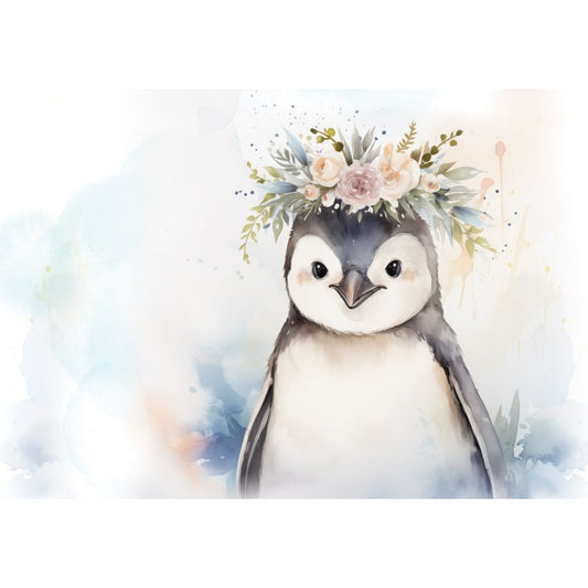 Fototapete-VLIES-PINGUIN BABY-(C15221)-Tapete-Nach-Mass-Vliestapete-Baby Kind Süße Tiere Spielzimmer XXL