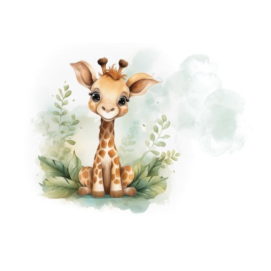 Fototapete-VLIES-GIRAFE-(C15223)-Tapete-Nach-Mass-Vliestapete-Baby Kind Süße Tiere Spielzimmer XXL