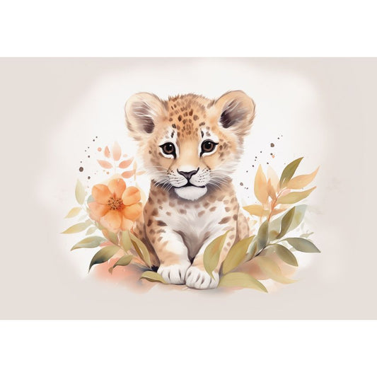 Fototapete LEOPARD BABY-(C15226) - Vliestapete-Kind Süße Tiere Spielzimmer XXL