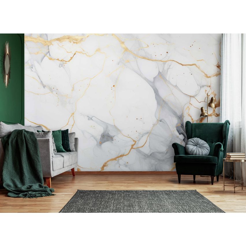 Photo Wall Mural-3D MARBULE WITH GOLD-(C15334)-NON WOVEN-Wallpaper-Abstract XXL