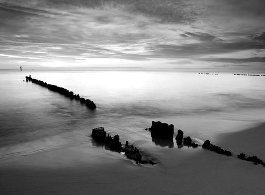 Photo Wall Mural-WALK BEACH-(1537)-NON WOVEN-Wallpaper-Black-White Panorama XXL