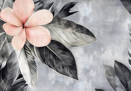 Fototapete BLUME PFLANZE-(C15393) - Vliestapete-Grüne Blätter Bäume Pfirsich Rosa XXL