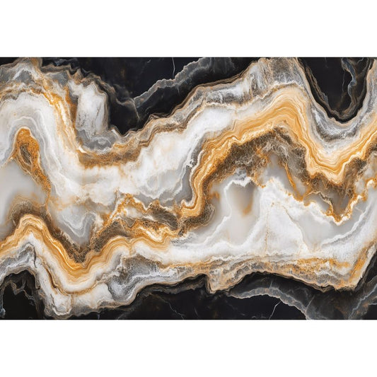 Fototapete ABSTRAKT STRUKTURE-(C15528) - Vlies Tapete-Gold Schwarz Weiß Marmor Granit Stein Carbonatgesteine XXL