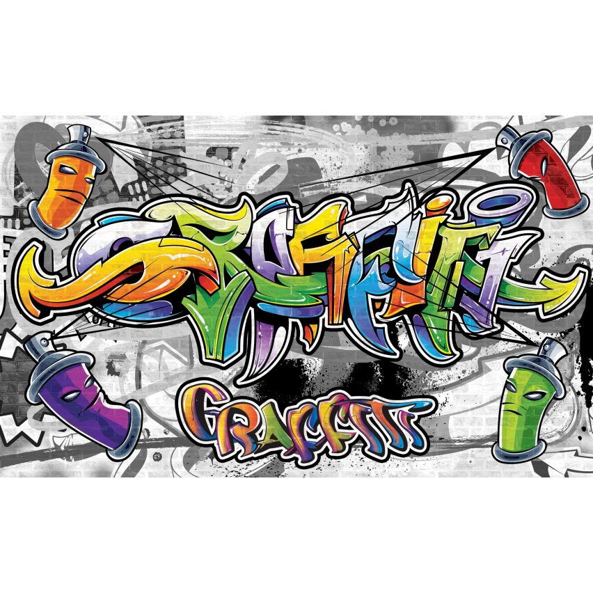 Fototapete-VLIES-GRAFFITI-(C2295)-Wand-Tapete-Nach-Maß-Straßenkunst Sprüh XXL