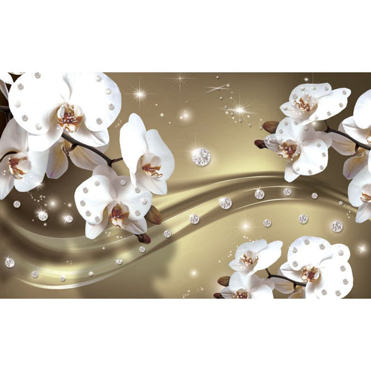Fototapete-VLIES-DIAMONDS AND PEARLS-(C2314)-Tapete-Nach-Mass-Gold Muster Crystal Strukturen XXL