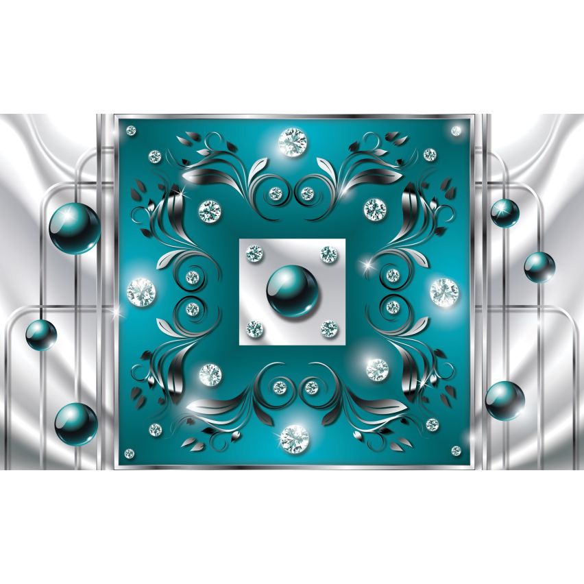 Fototapete-VLIES-DIAMONDS AND PEARLS-(C2437)-Tapete-Nach-Mass-Gold Muster Crystal Strukturen XXL