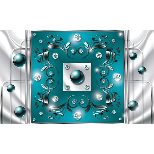 Fototapete-VLIES-DIAMONDS AND PEARLS-(C2437)-Tapete-Nach-Mass-Gold Muster Crystal Strukturen XXL