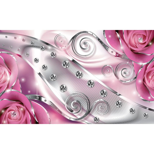 Fototapete-VLIES-DIAMONDS AND PEARLS-(C2494)-Tapete-Nach-Maß-Gold Muster Crystal Strukturen XXL