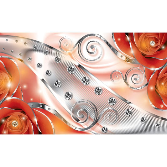 Fototapete-VLIES-DIAMONDS AND PEARLS-(C2495)-Tapete-Nach-Maß-Gold Muster Crystal Strukturen XXL