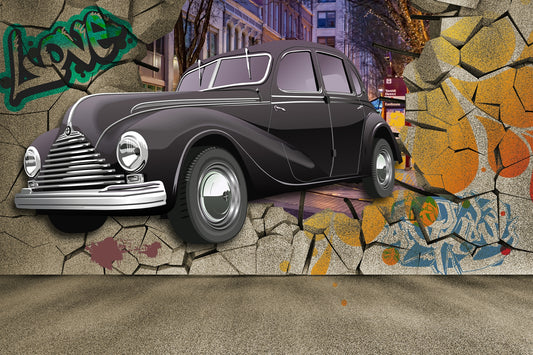 VLIES Fototapete-GRAFFITI-(2502S)-Stein-Mauer Ziegel Stadt Straßen-Kunst Mural