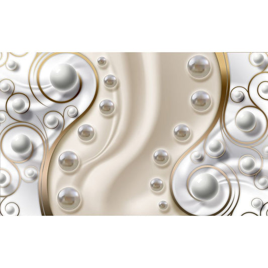 Fototapete-VLIES-DIAMONDS AND PEARLS-(C2951)-Tapete-Nach-Maß-Gold Silber Muster Crystal Strukturen XXL