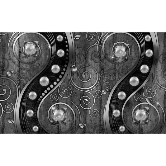 Fototapete-VLIES-DIAMONDS AND PEARLS-(C2971)-Tapete-Nach-Maß-Gold Silber Muster Crystal Strukturen XXL