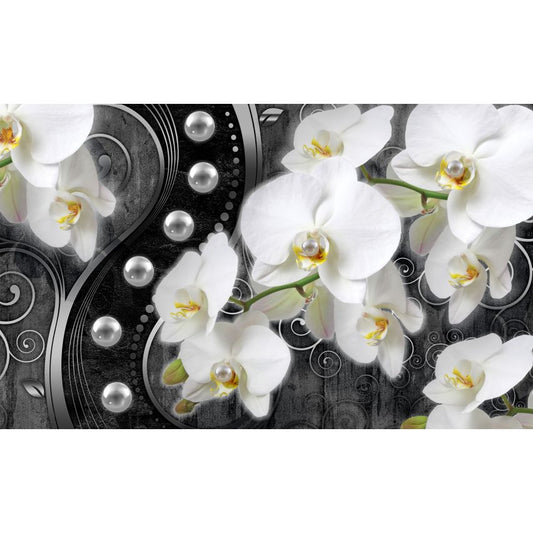 Fototapete-VLIES-DIAMONDS AND PEARLS-(C2973)-Tapete-Nach-Maß-Gold Silber Muster Crystal Strukturen XXL