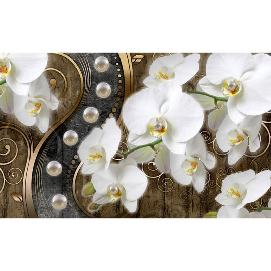 Fototapete-VLIES-DIAMONDS AND PEARLS-(C2974)-Tapete-Nach-Maß-Gold Silber Muster Crystal Strukturen XXL