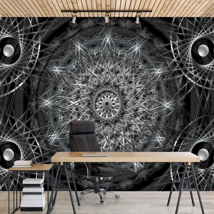 Fototapete-VLIES-MANDALA-(C3050)-Tapete-Nach-Mass-Muster Lehren Heilen Meditation Sanskrit Gottheit Abstrakt XXL