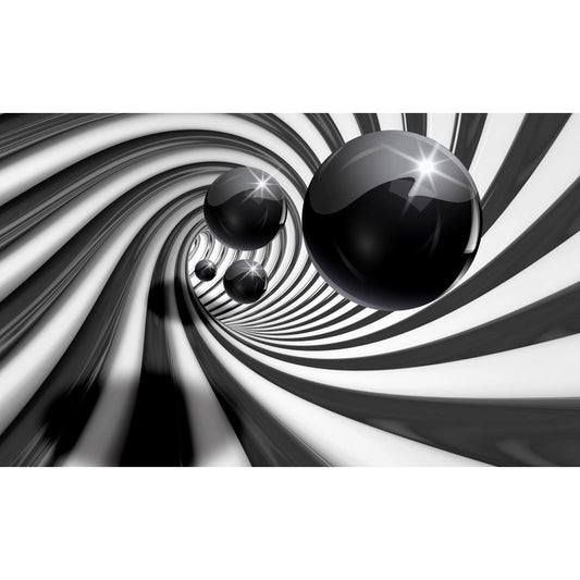 Fototapete-VLIES-3D SPIRAL TUNNEL-(C3065)-Tapete-Nach-Maß-Schwimmend Bälle Serpentin XXL