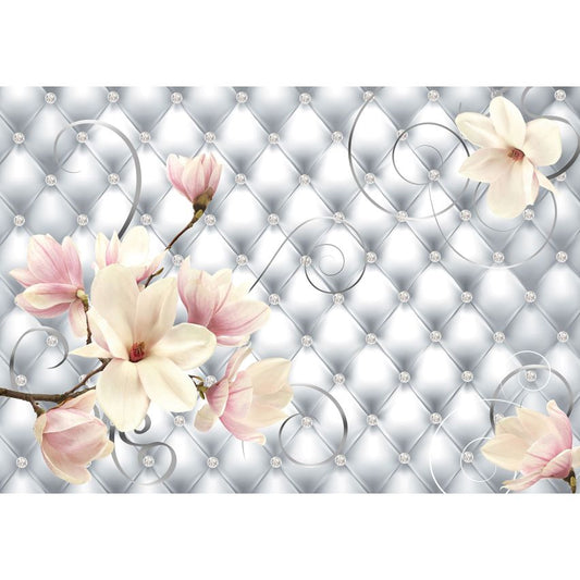 Fototapete-VLIES-DIAMONDS AND PEARLS-(C3273)-Tapete-Nach-Maß-Gold Silber Muster Crystal Strukturen XXL