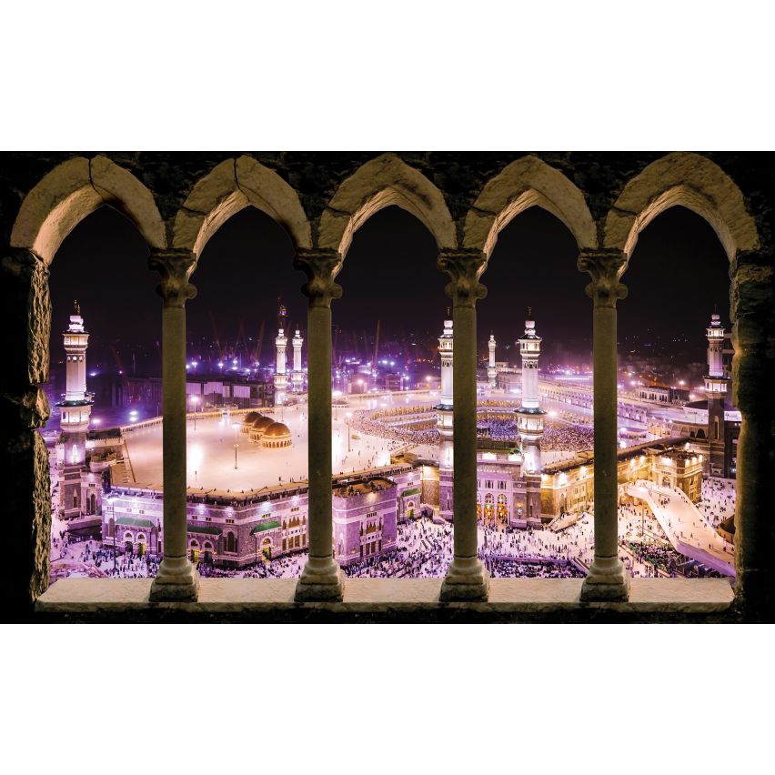 Fototapete STADT MEKKA-(C3335) - Vlies Tapete-Haddsch Kaaba Islams Heiligen Moschee Stein Carbonatgesteine XXL