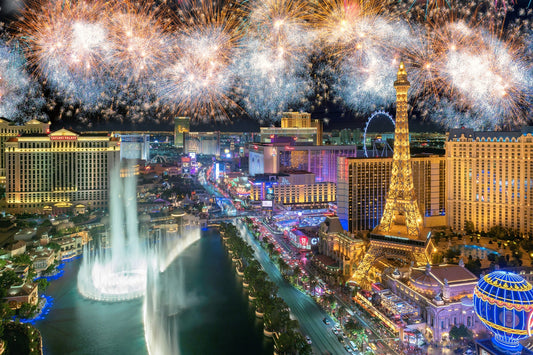 Photo Wall Mural-(3950)-LAS VEGAS-NON WOVEN-Wallpaper-Fireworks Casino Game XXL