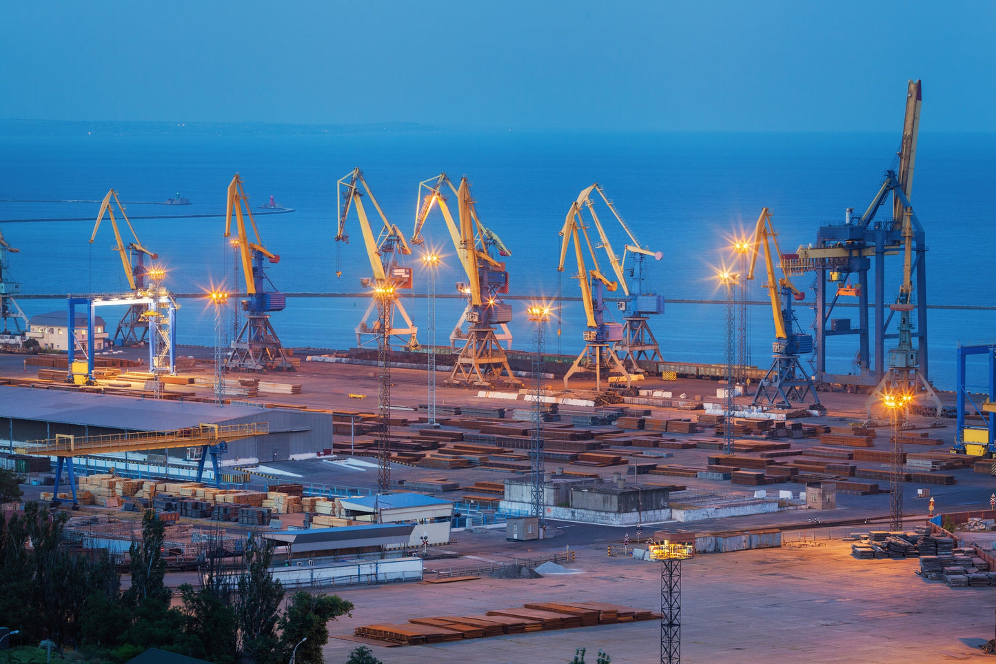Photo Wall Mural-HARBOUR BY NIGHT-(4263)-NON WOVEN-Wallpaper-Port Coast Industry