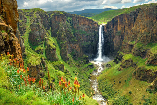 Photo Wall Mural-WATERFALL VALLEY-(5388)-NON WOVEN-Wallpaper-Mountain Cliff XXL