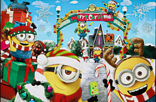 Fototapete VLIES-MINIONS-(5978S)-Despicable Weihnachten Kinder Zimmer Tapete XXL