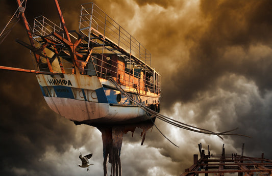 Photo Art Wall Mural-HOUSEBOAT-(6440)-NON WOVEN-Wallpaper-Nature Ocean Vibes XXL