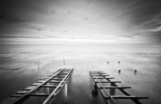 Photo Art Wall Mural-WOOD PIER-(6449)-NON WOVEN-Wallpaper-Nature Ocean Vibes XXL