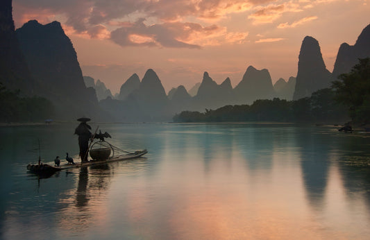 Photo Art Wall Mural-ASIA FISHING-(6455)-NON WOVEN-Wallpaper-Nature Sunset XXL