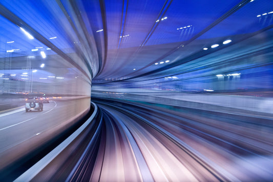 Photo Art Wall Mural-GLASS TUNNEL-(6473)-NON WOVEN-Wallpaper-Blue 3D Car In XXL