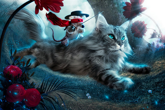 Fototapete VLIES-RAUBKATZE-(6478S)-Tiere Freundinnen Fantasy Jugend Tapete XXL