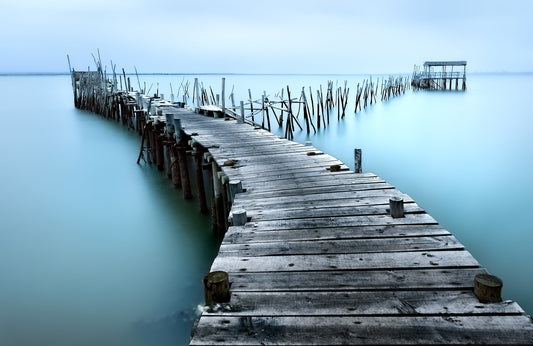 Photo Art Wall Mural-WALK BRIDGE-(6499)-NON WOVEN-Wallpaper-Sky Dune Sea Blu XXL