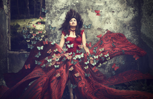 Photo Art Wall Mural-RED WOMAN-(6502)-NON WOVEN-Wallpaper-Nature Sky Sea XXL
