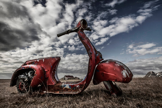 Photo Art Wall Mural-VESPA-(6517)-NON WOVEN-Wallpaper-Moped Abandon Bike Sky XXL