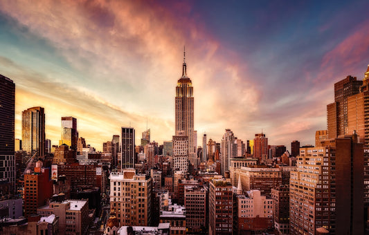 Photo Art Wall Mural-NEW YORK CITY-(6546)-NON WOVEN-Wallpaper-Sunset Skyline XXL