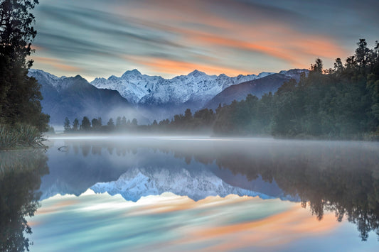 Photo Art Wall Mural-MORNING LAKE-(6607)-NON WOVEN-Wallpaper-Sky Mountain In XXL
