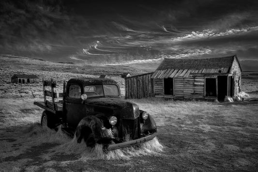 Photo Art Wall Mural-ABANDONED FARM-(6630)-NON WOVEN-Wallpaper-B&W Fields In XXL