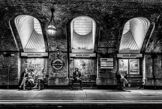 Photo Art Wall Mural-BAKER STREET SUBWAY-(6652)-NON WOVEN-Wallpaper-B&W Tram XXL