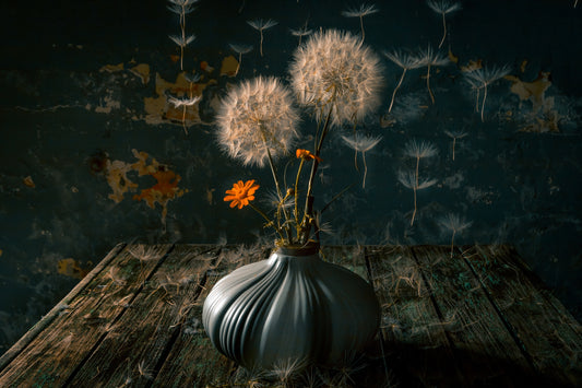 Fototapete VLIES-LÖWENZAHN VASE BOUQUET-(6742S)-Nach Mass-Wand-Pusteblume XXL