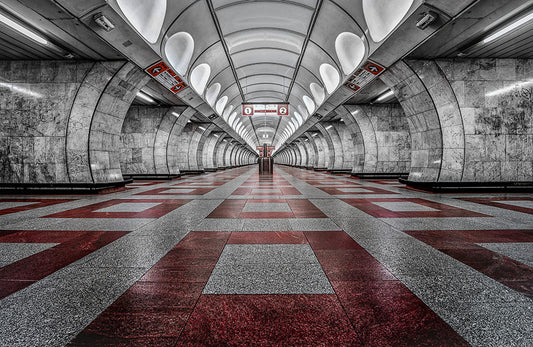 Fototapete-VLIES-U BAHN ROUTE-(8213S)-Wand-Tapete-Nach-Maß-U-Bahnhof XXL