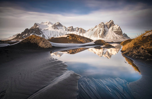 Fototapete-VLIES-ALPEN SEE-(8214S)-Wand-Tapete-Nach-Maß-Gebirge Landschaft XXL