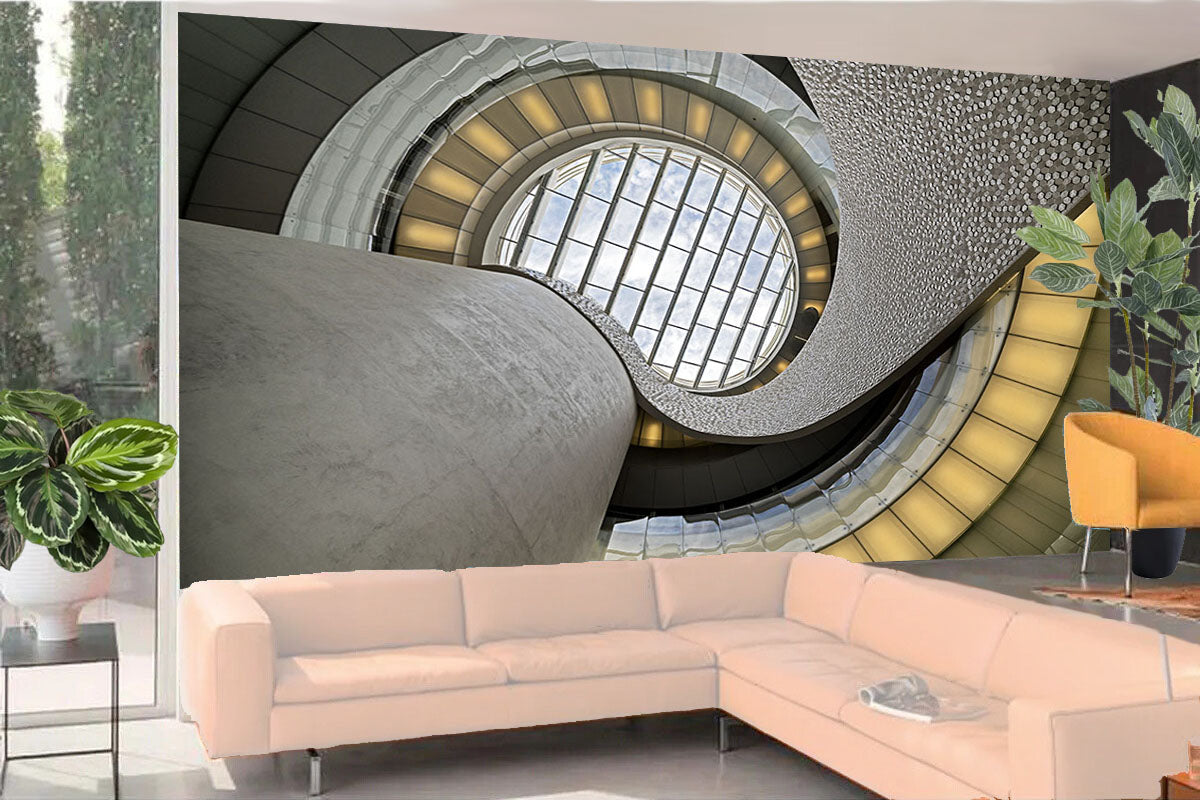 Fototapete-VLIES-ABSTRAKTE TREPPE-(8219S)-Wand-Tapete-Nach-Maß- XXL