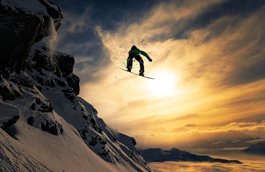 Fototapete-VLIES-SNOWBOARD-SPRUNG-(8227S)-Tapete-Nach-Maß-Winter Sport Berg XXL