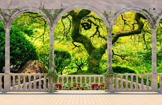 Photo Art Wall Mural-TERACCE FOREST-(8579)-NON WOVEN-Wallpaper Custom Size Non Woven Tree Nature Woodland XXL
